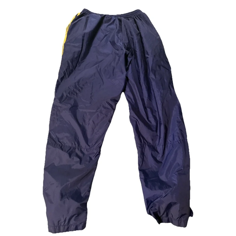 Vintage Y2K Adidas Navy Blue Yellow Stripes Nylon Windbreaker Pants size 2XL
